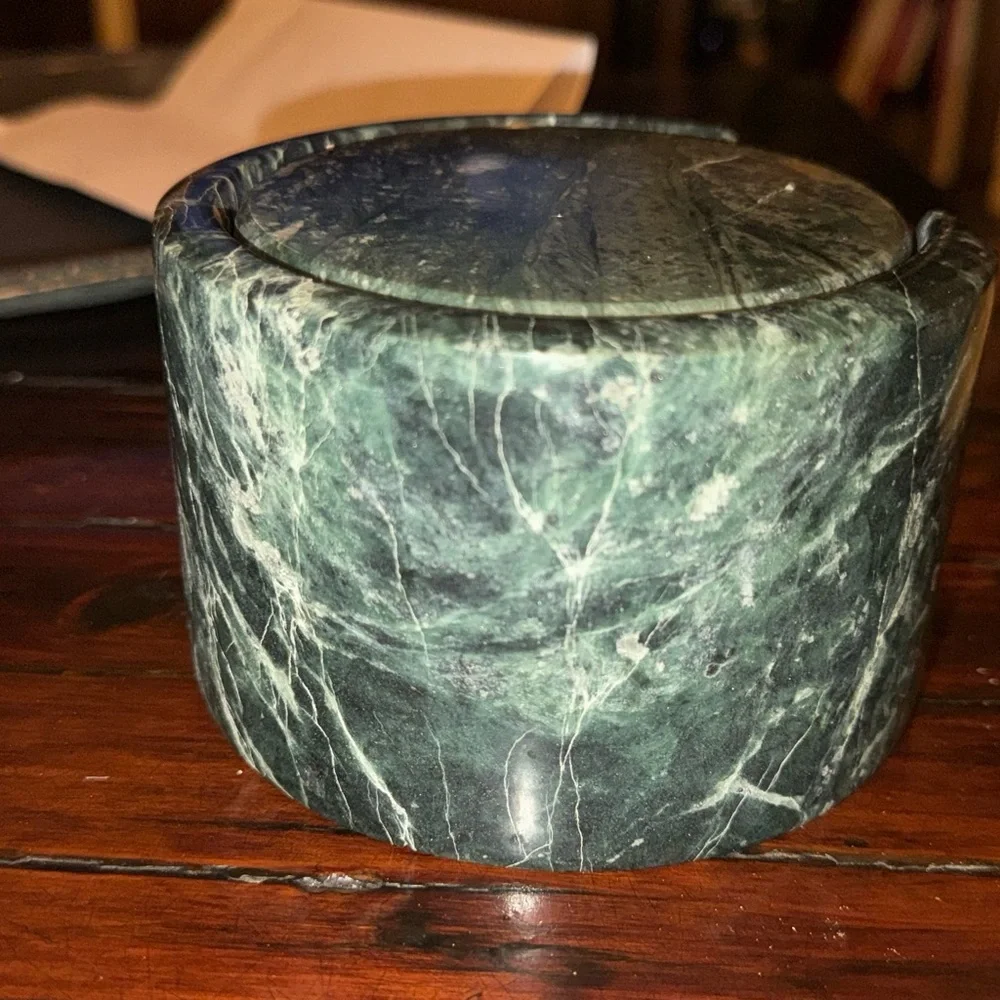 MCM vintage Green Marble Jade Coaster Set